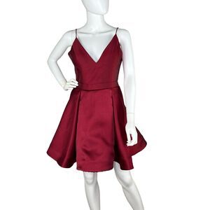 Jovani Size 10 Sleeveless Pleated Fit and Flare Mini Dress Maroon Dark Red